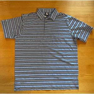 FootJoy FJ Polo Shirt Mens XL Blue Striped Performance Golf